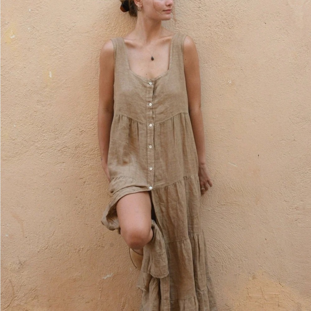Elegant Tan Maxi Dress